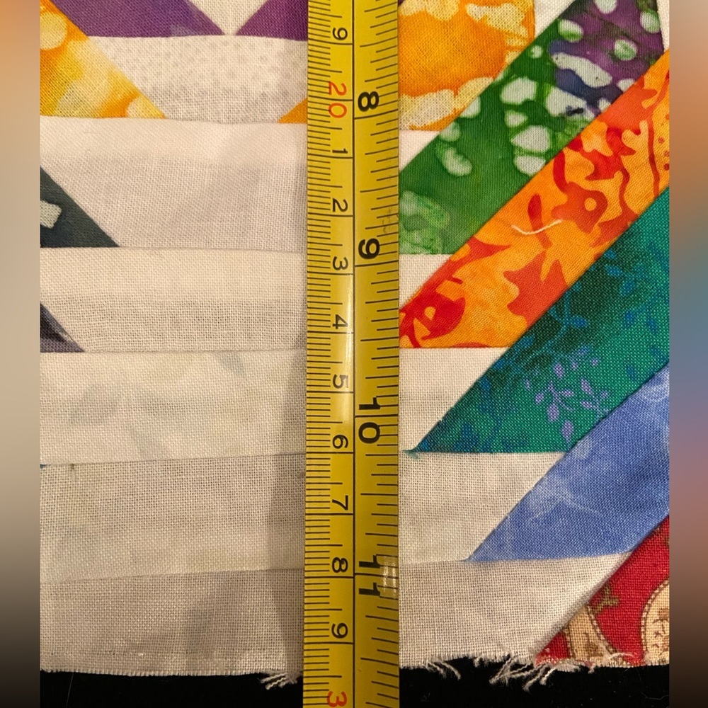 Lot of 2 Pineapple log Cabin Block Quilt Front Panels Handmade for Crafting - Picture 3 of 7